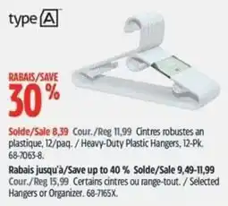 Canadian Tire type A heavy-duty plastic hangers offer