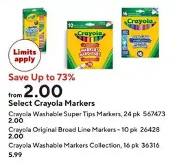 Staples Select Crayola Markers offer
