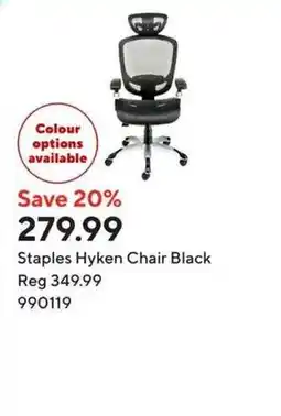 Staples Staples Hyken Chair Black offer