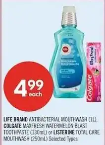Shoppers Drug Mart Life brand antibacterial mouthwash offer