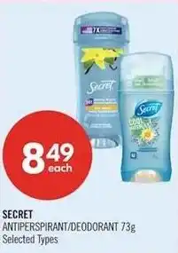 Shoppers Drug Mart Secret antiperspirant/deodorant offer