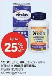 Shoppers Drug Mart Systane ocular or webber naturals vitamin products offer