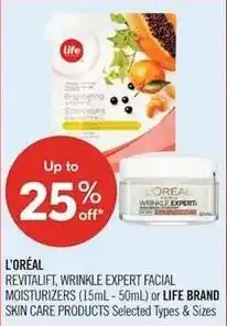 Shoppers Drug Mart L'Oréal revitalift wrinkle expert facial moisturizers offer