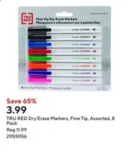 Staples Tru red dry erase markers, fine tip, assorted offer