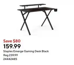 Staples Staples Emerge Gaming Desk Black offer