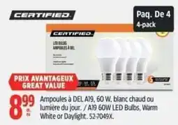 Canadian Tire Certified led bulbs a19 offer