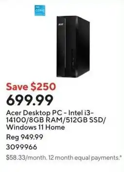 Staples Acer Desktop PC offer