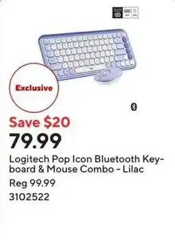 Staples Logitech Pop Icon Bluetooth Keyboard & Mouse Combo - Lilac offer
