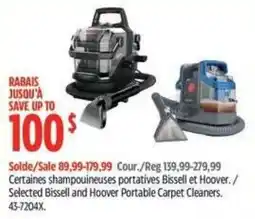 Canadian Tire Selected Bissell and Hoover Portable Carpet Cleaners offer