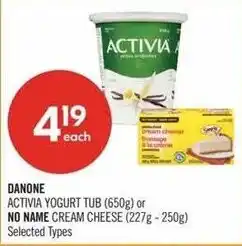 Shoppers Drug Mart Danone activa yogurt tub or no name cream cheese offer