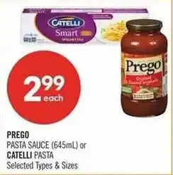 Shoppers Drug Mart Prego pasta sauce or Catelli pasta offer