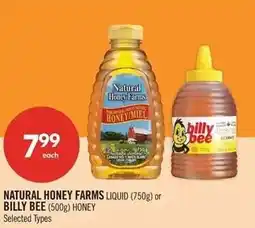 Shoppers Drug Mart Natural Honey Farms liquid honey or Billy Bee honey offer