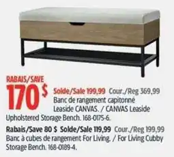 Canadian Tire Leaside canvas upholstered storage bench offer