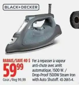 Canadian Tire Black+Decker drop-proof steam iron offer