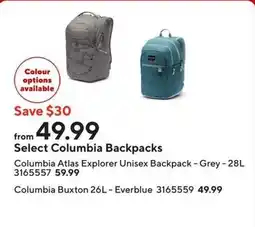 Staples Select Columbia Backpacks offer