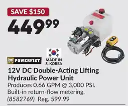 Princess Auto Powerfist 12v dc double-acting lifting hydraulic power unit offer