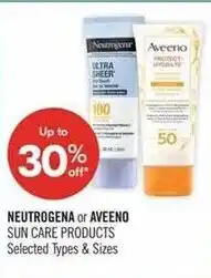Shoppers Drug Mart Neutrogena or Aveeno sun care products offer