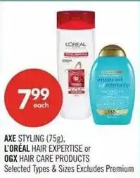 Shoppers Drug Mart axe styling or l'oreal hair expertise or ogx hair care products offer