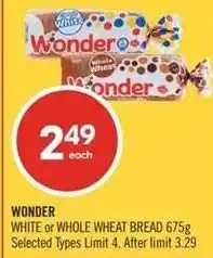 Shoppers Drug Mart Wonder white or whole wheat bread offer