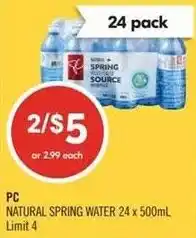 Shoppers Drug Mart PC natural spring water offer