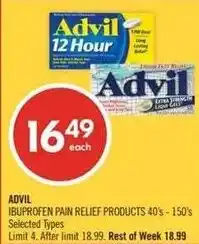 Shoppers Drug Mart Advil ibuprofen pain relief products offer