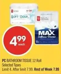 Shoppers Drug Mart PC bathroom tissue offer
