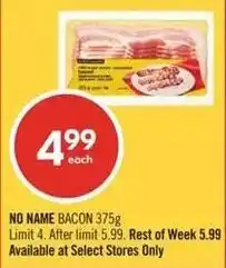 Shoppers Drug Mart No Name Bacon offer