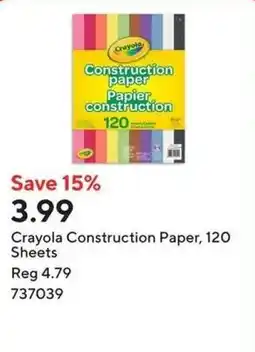 Staples Crayola construction paper offer