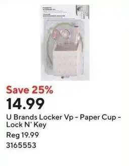Staples U Brands Locker Vp - Paper Cup - Lock N' Key offer