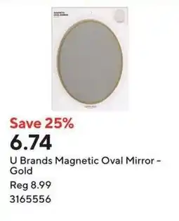 Staples U Brands Magnetic Oval Mirror - Gold offer