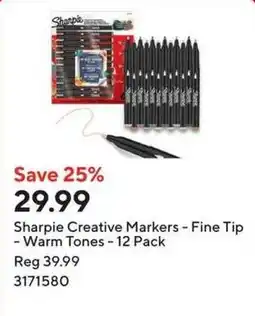 Staples Sharpie Creative Markers - Fine Tip - Warm Tones offer