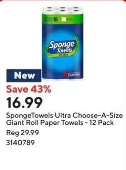 Staples SpongeTowels Ultra Choose-A-Size Giant Roll Paper Towels offer