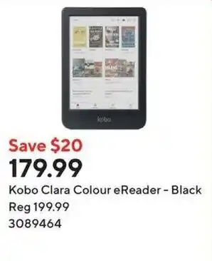 Staples Kobo Clara Colour eReader - Black offer