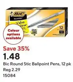 Staples Bic Round Stic Ballpoint Pens offer