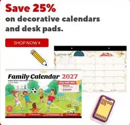 Staples Decorative calendars and desk pads offer