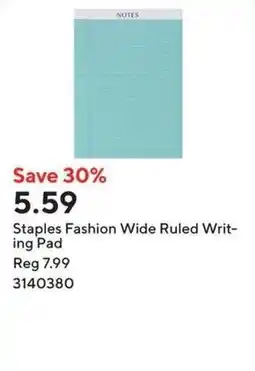 Staples Staples Fashion Wide Ruled Writing Pad offer