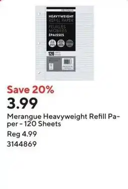 Staples Merangue Heavyweight Refill Paper offer