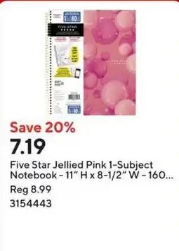 Staples Five Star Jellied Pink 1-Subject Notebook offer
