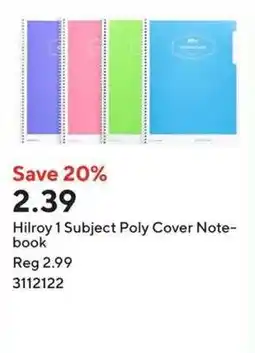 Staples Hilroy 1 Subject Poly Cover Notebook offer