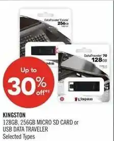 Shoppers Drug Mart Kingston 128GB, 256GB micro sd card or usb data traveler offer