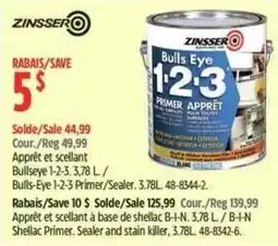 Canadian Tire Zinsser Bulls Eye 1-2-3 Primer Sealer offer