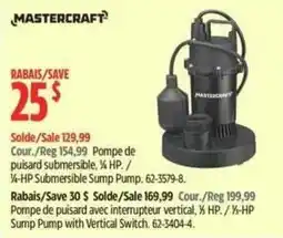 Canadian Tire Mastercraft 1/4-hp submersible sump pump offer