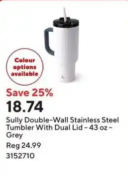 Staples Sully double-wall stainless steel tumbler with dual lid offer