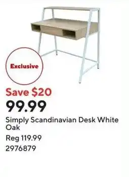 Staples Simply Scandinavian Desk White Oak offer