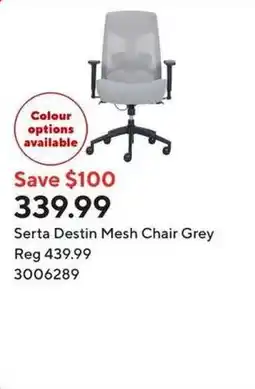 Staples Serta Destin Mesh Chair Grey offer