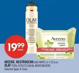Shoppers Drug Mart Aveeno, Neutrogena duo wipes or Olay total effects facial moisturizers offer