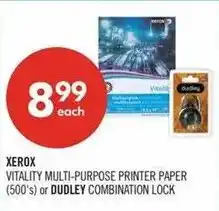 Shoppers Drug Mart Xerox vitality multi-purpose printer paper or dudley combination lock offer
