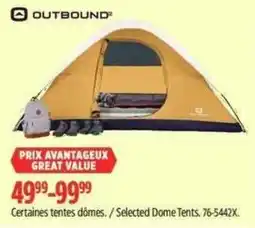 Canadian Tire Outbound selected dome tents offer