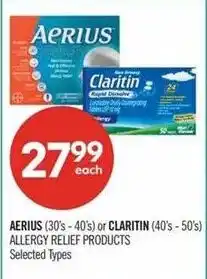 Shoppers Drug Mart Aerius allergy relief products or Claritin allergy relief products offer