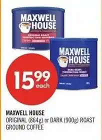 Shoppers Drug Mart maxwell house original or dark roast ground coffee offer
